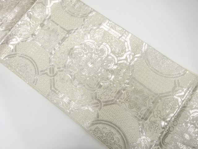 JAPANESE KIMONO / ANTIQUE FUKURO OBI / SILK / WOVEN FLORAL SHOKKOMON